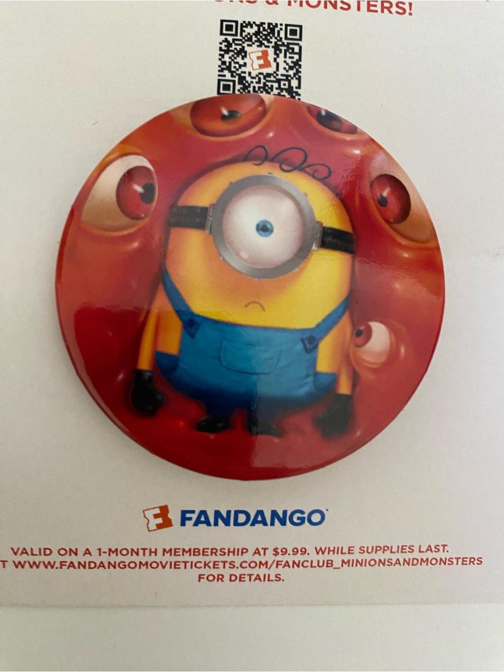 Fandango Fanclub Minions & Monsters Button Pin